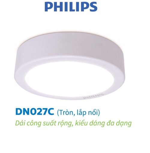 Bộ Đèn Philips LED Ốp Trần tròn lắp nổi DN027C- Công suất (11W, 15W, 18W, 23W)