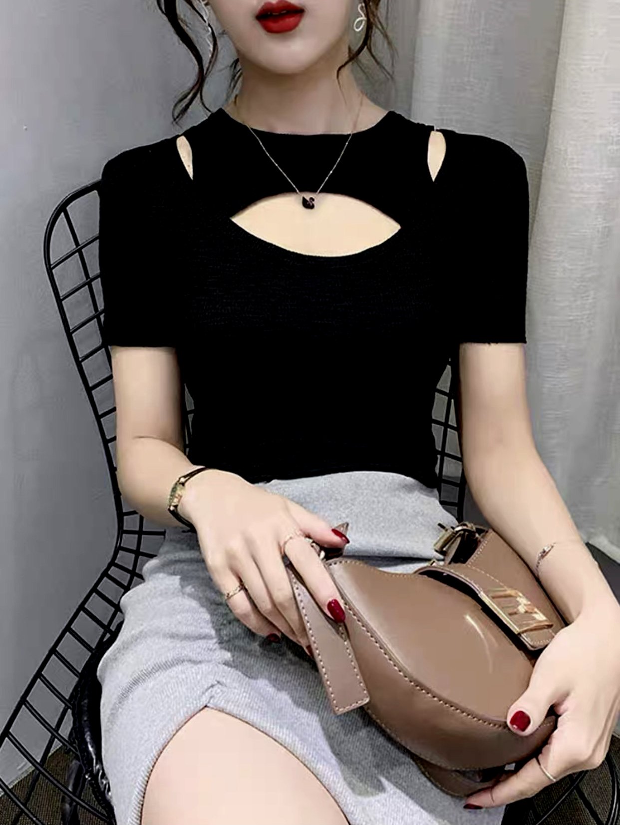 Áo Kiểu Nữ Hở Ngực Hở Vai Chất Co Dãn Siêu Mát