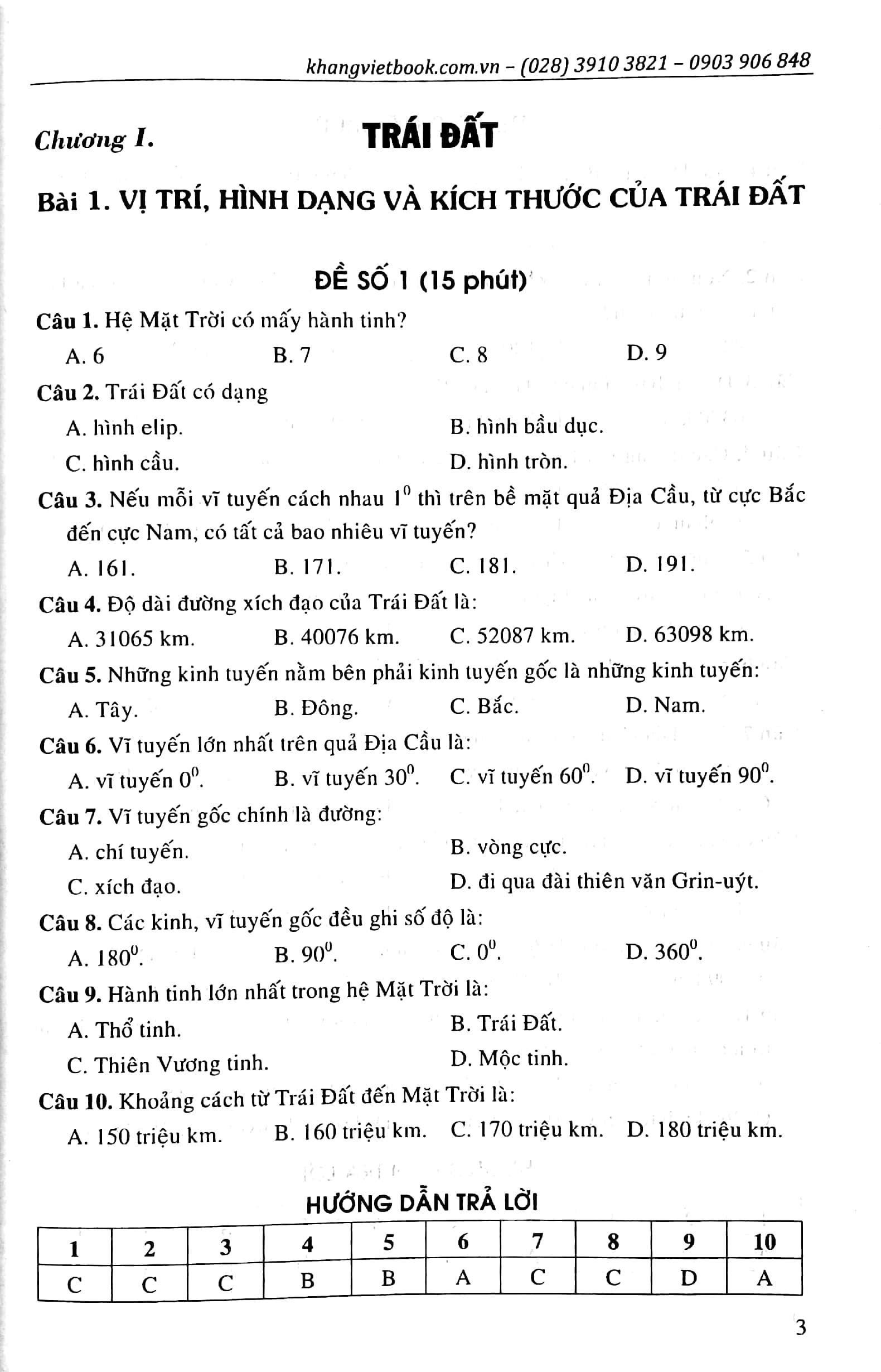 100 Đề Kiểm Tra Địa Lí 6