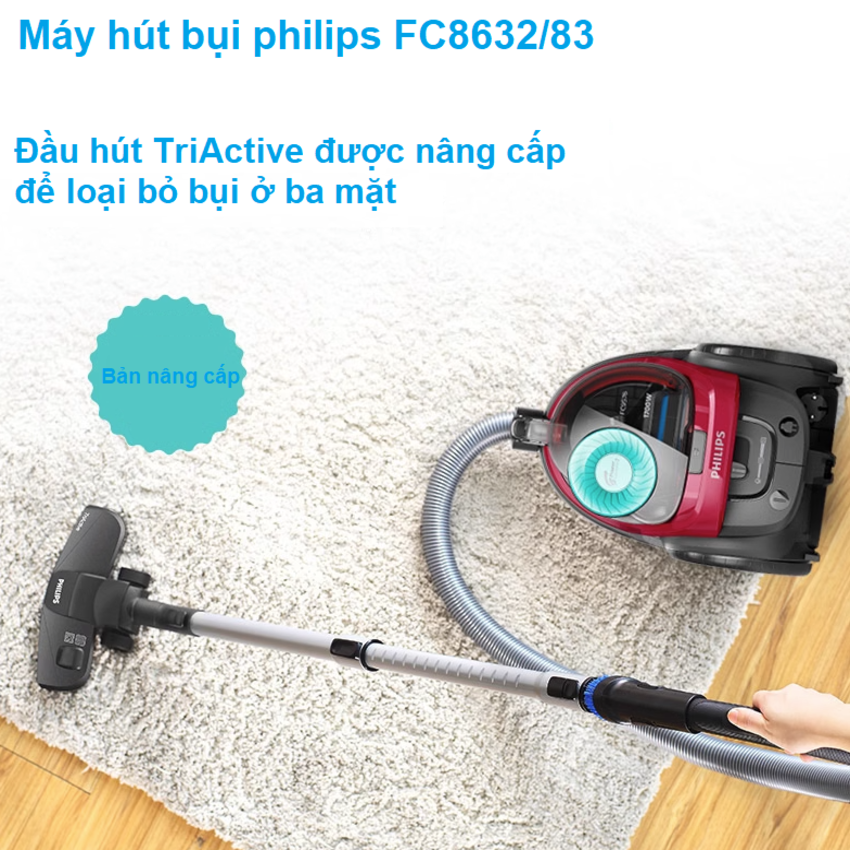 Máy hút bụi không túi Philips PowerPro Active FC8632, Serial 5000, công suất 1700W Công nghệ PowerCyclone 7 - HÀNG NHẬP KHẨU