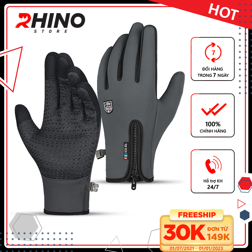 Găng tay giữ ấm mùa đông chống gió, kháng nước mưa Rhino G901 Bao tay chống trượt đi xe máy, xe đạp lót nỉ cho nam nữ,  bảo hộ đi phượt