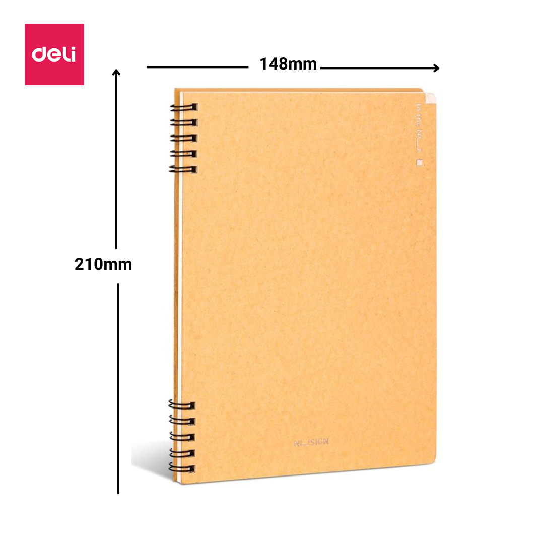 Sổ Còng Gáy Xoắn 10 Còng Bìa Kraft A5 60 Trang Kẻ Ngang Nusign Deli - Phù Hợp Làm Sổ Kế Hoạch Planner Sử Dụng Như Tập Vở Học Sinh - NS291