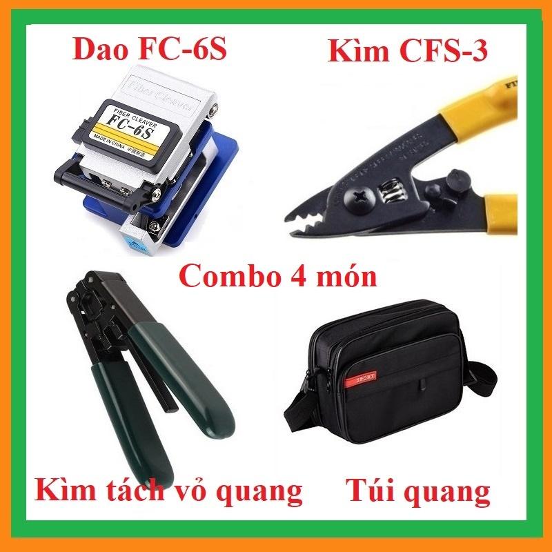 COMBO 4 - Dao cắt sợi quang + Kìm tuốt CFS-3 + Kìm tách vỏ quang + Túi đựng