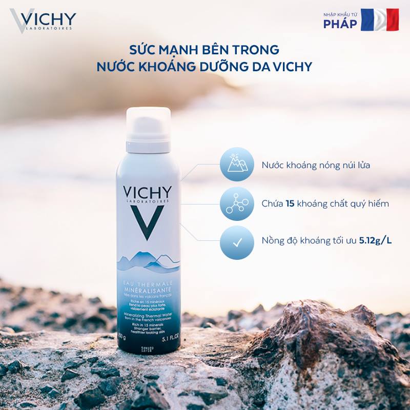 Nước Xịt Khoáng Dưỡng Da VICHY Mineralizing Thermal Water (300ml) - TẶNG MÓC KHÓA