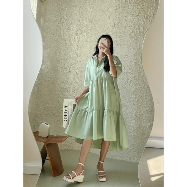 Đầm form rộng cổ sơ mi-Thiết kế từ