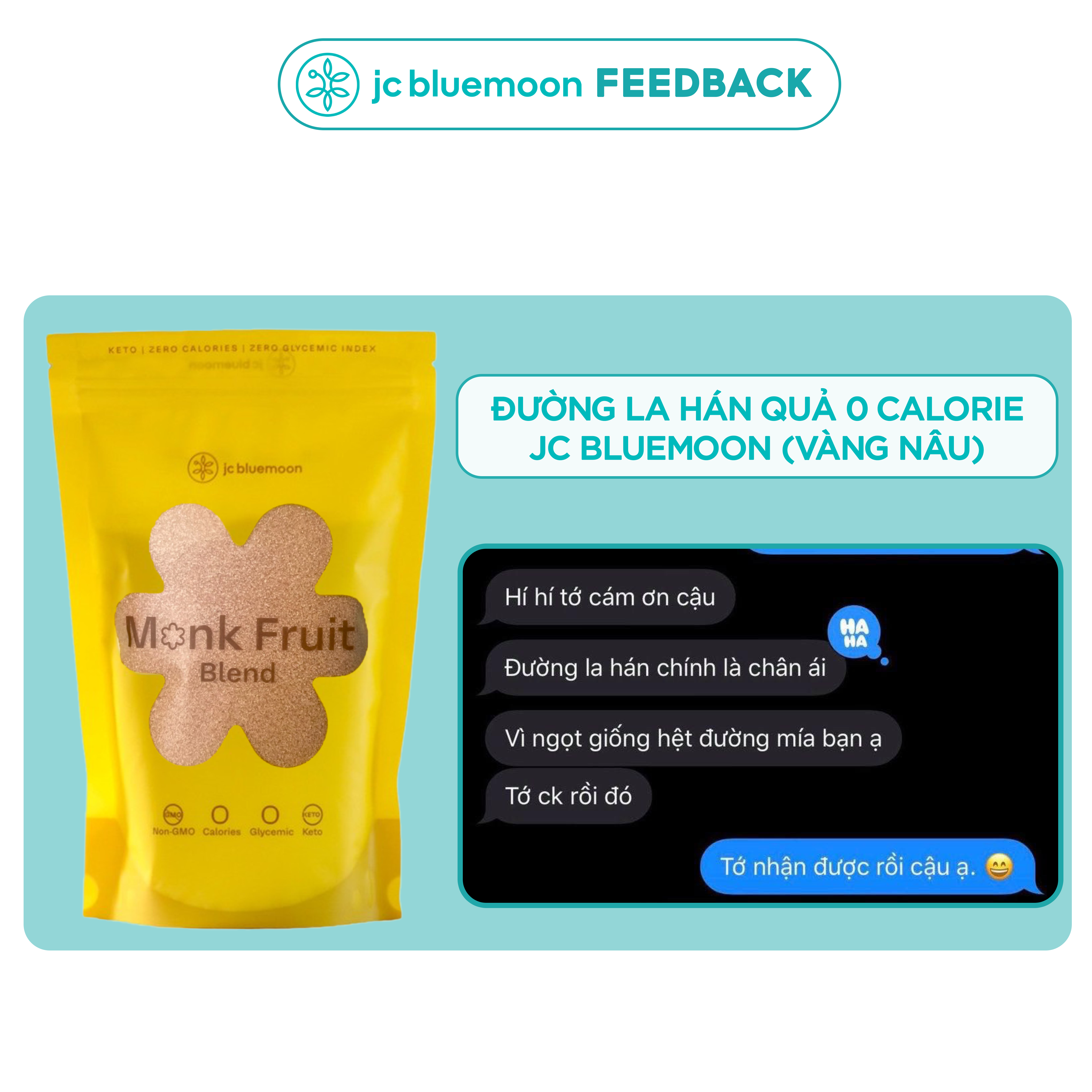 Đường La Hán Qủa Nâu JC BLUEMOON Brown Monk Fruit Blend 500g