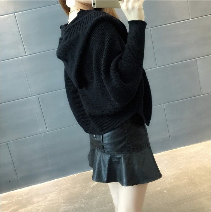 Áo len nữ cadigan có mũ tay cánh dơi Freesize dưới 63kg thời trang phong cách Hàn Quốc