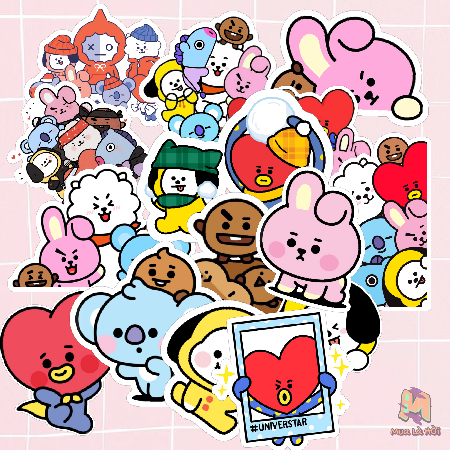 Miếng dán Stickers chủ đề BT21