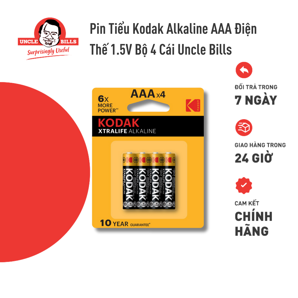 Bộ 4 Pin Kodak Alkaline AAA UBL IB0124