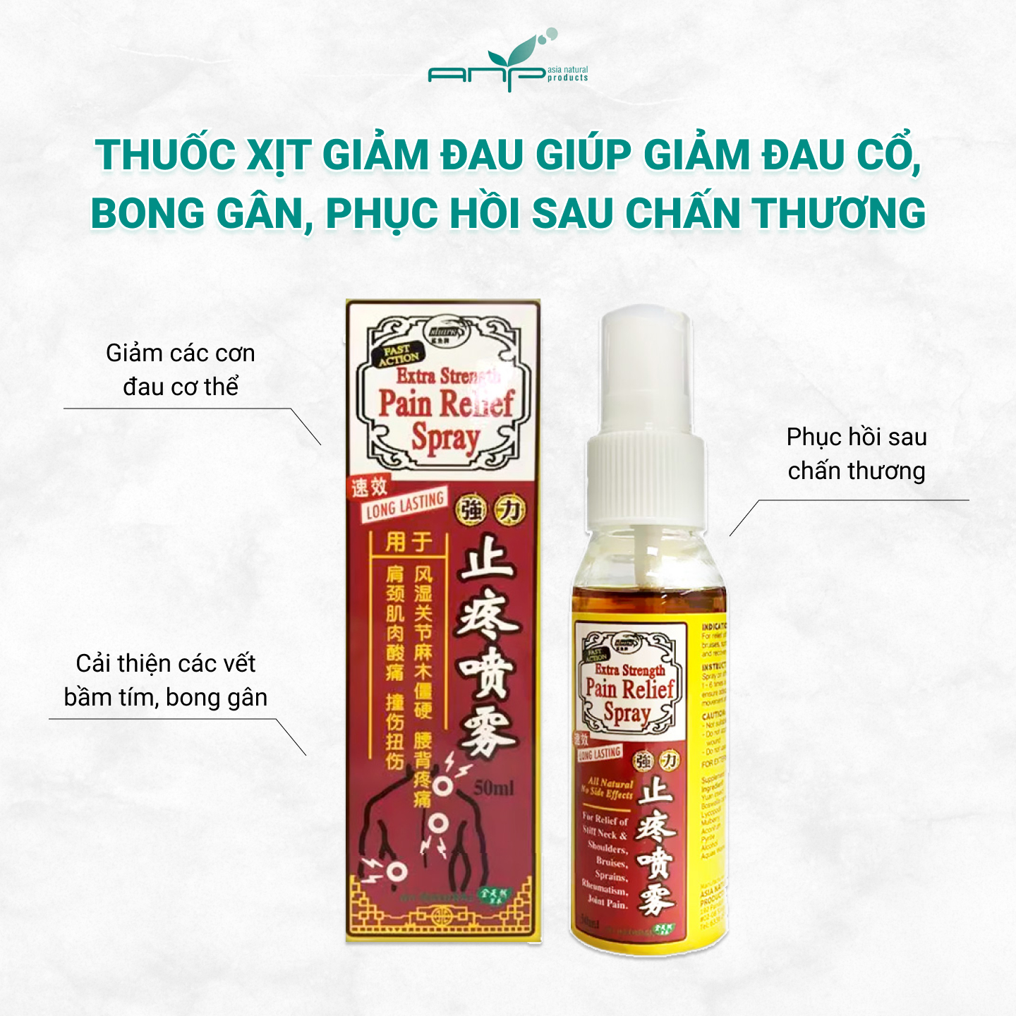 [Combo 2] Thuốc Xịt Giảm Đau Khớp Extra Stength Pain Relief Spray 50ml Thương Hiệu Singapore Giúp Giảm Đau Cổ, Bong Gân Và Phục Hồi Sau Chấn Thương