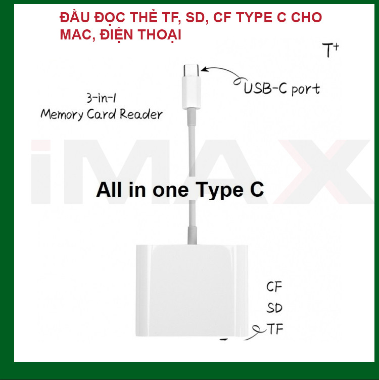 ĐẦU ĐỌC THẺ TF, SD, CF CHO MAC, ĐIỆN THOẠI CỔNG TYPE C