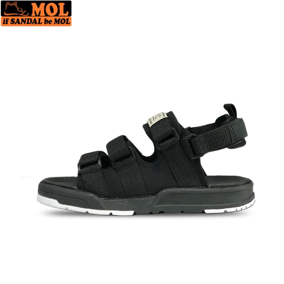 Giày sandal unisex nam nữ 3 quai ngang vải dù có quai hậu tháo rời hiệu MOL mang đi học du lịch MS1802R