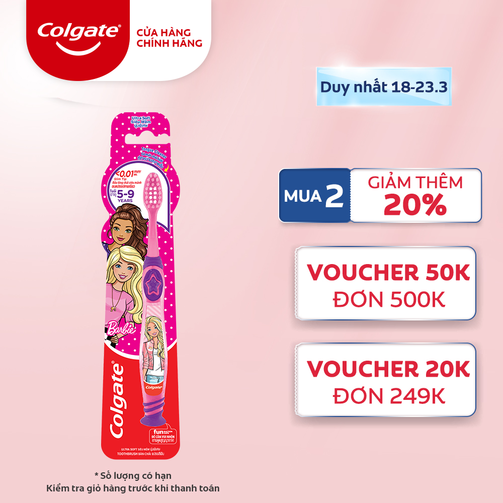 Bàn chải đánh răng Colgate họa tiết Barbie dành cho trẻ