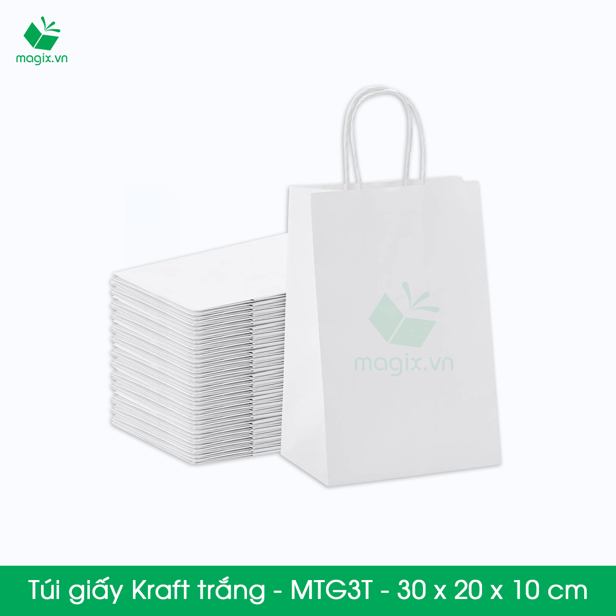 MTG3 MTG3T - 30x20x10 cm - Combo 100 túi giấy Kraft Nhật cao cấp