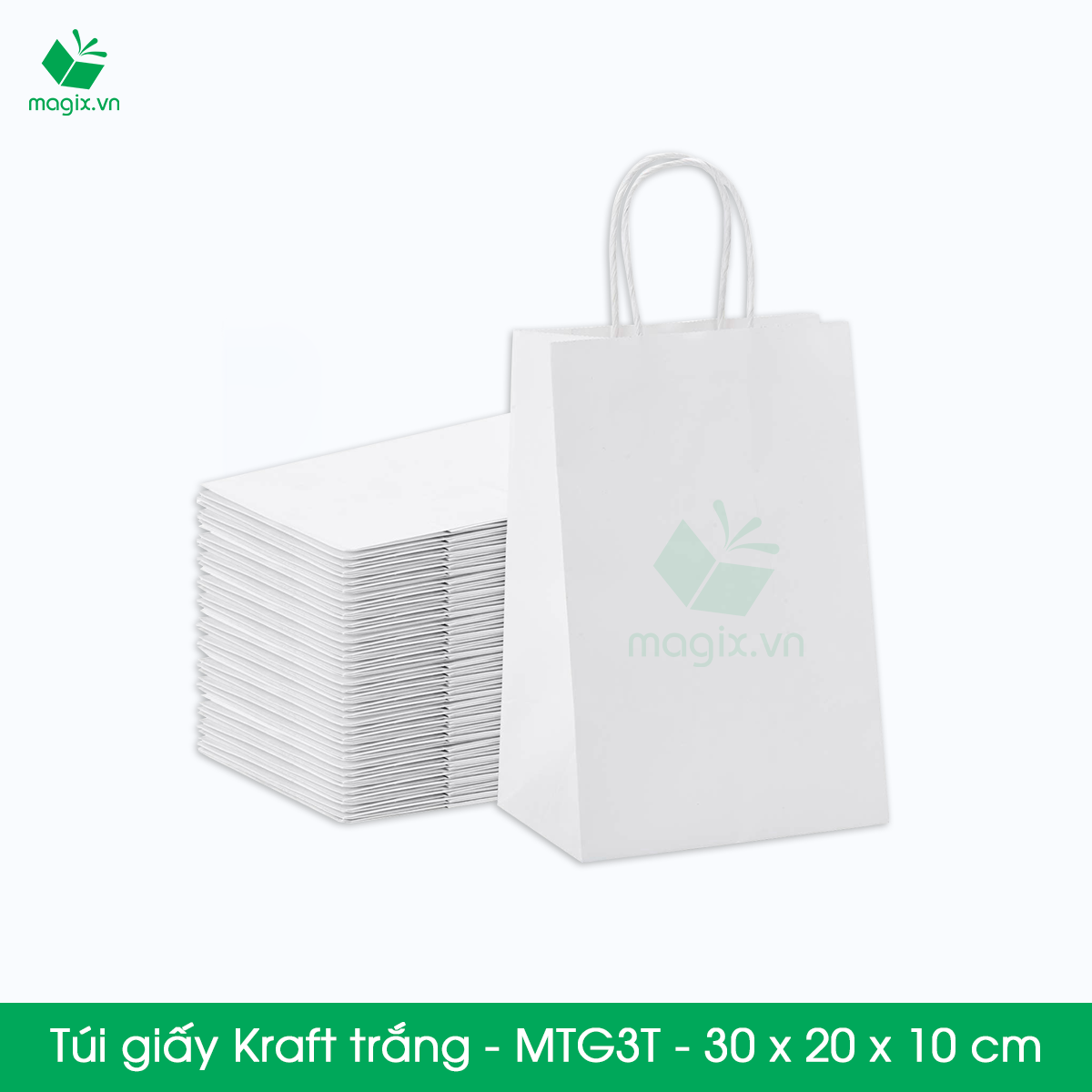 MTG3 MTG3T - 30x20x10 cm - Combo 200 túi giấy Kraft Nhật cao cấp