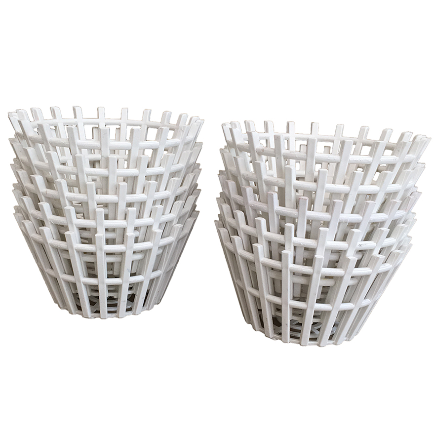Bộ 10 chậu trồng lan giả gỗ màu trắng đường kính 23cm