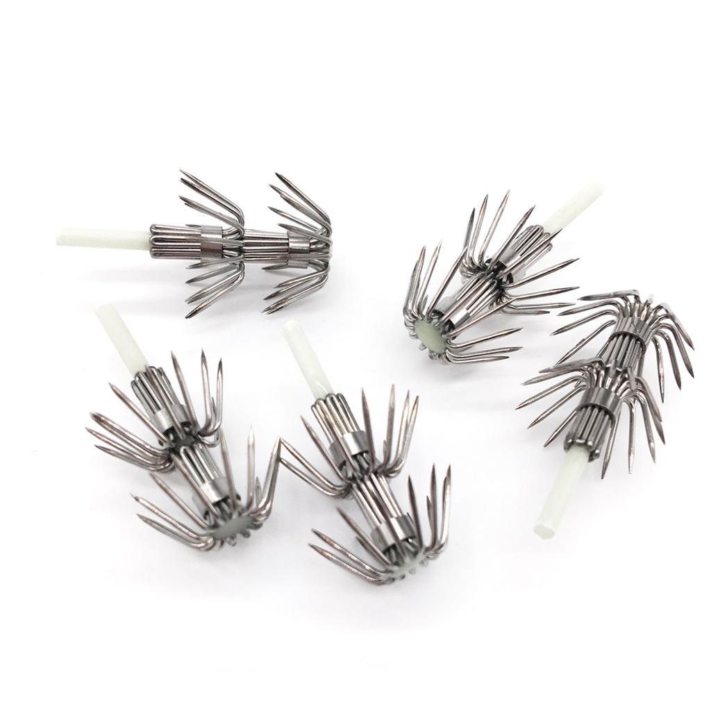 20 Pieces Stainless Steel Luminous Squid Lure Hooks Fishing Egi Jig