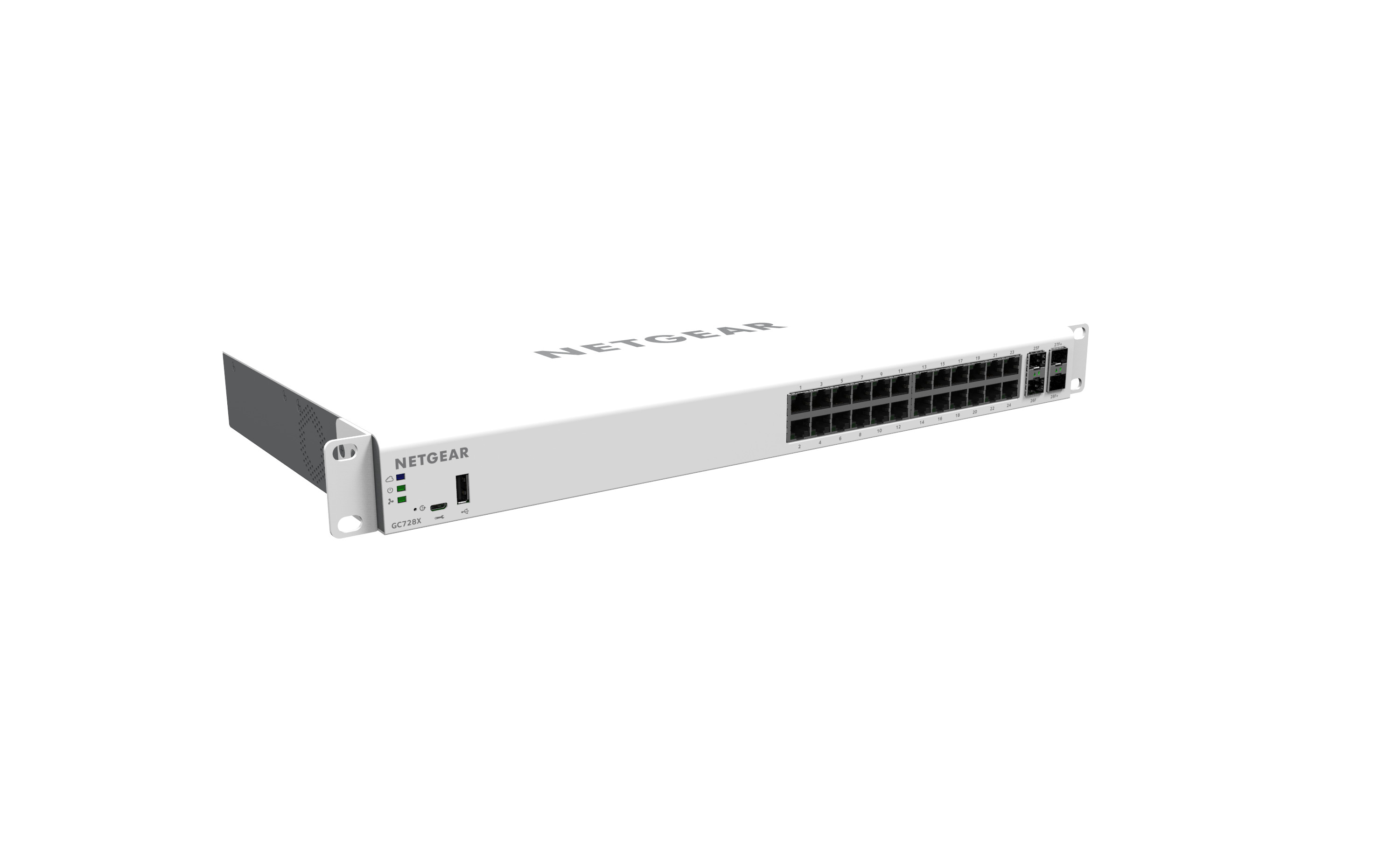 Bộ Chia Mạng Để Bàn/Gắn Rack 24 Cổng 10/100/1000M Với 2 Cổng Quang 1G SFP Và 2 Cổng Quang 10G SFP+ Quản Trị Qua Cloud Insight Managed Gigabit Ethernet Smart Cloud Switch Netgear GC728X- Hàng Chính Hãng