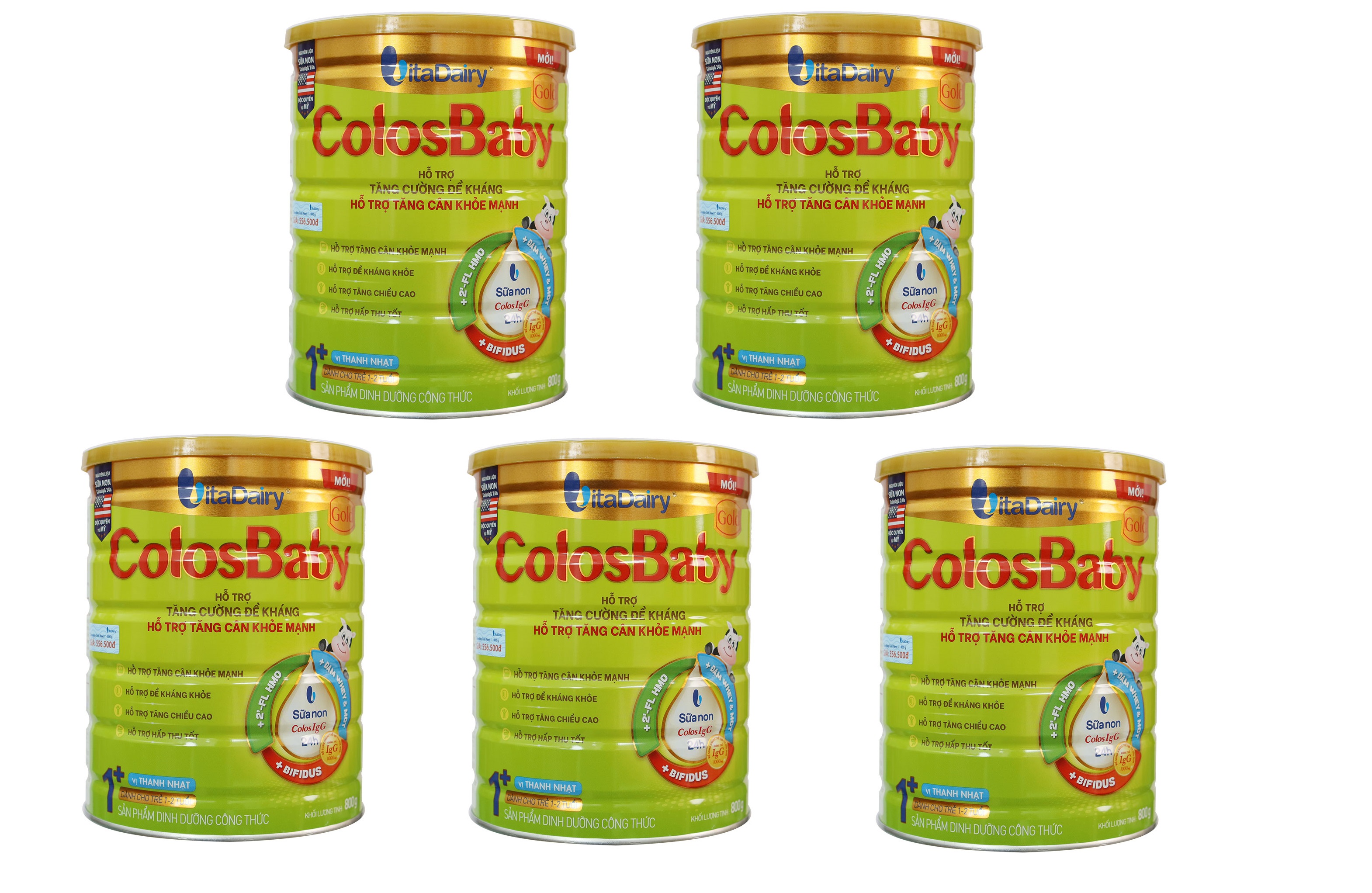 Combo 5 lon Sữa Công thức Colosbaby Gold 1+ Mới vị THANH NHẠT lon 800G (1-2 tuổi)