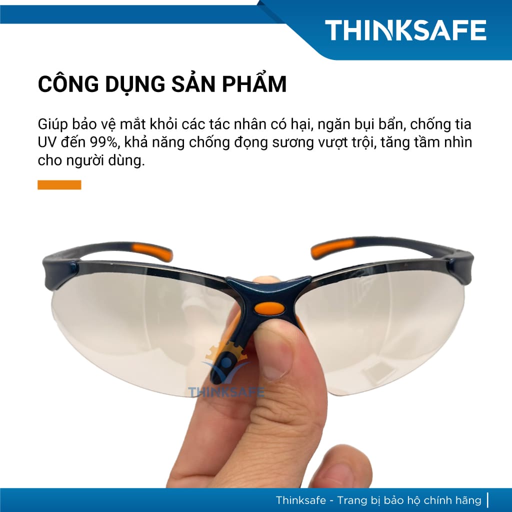 Kính chắn bảo hộ King's Thinksafe, chống tia uv cao cấp, bảo hộ đa năng, chống bụi đi đường, dùng lao động màu đen KY313B