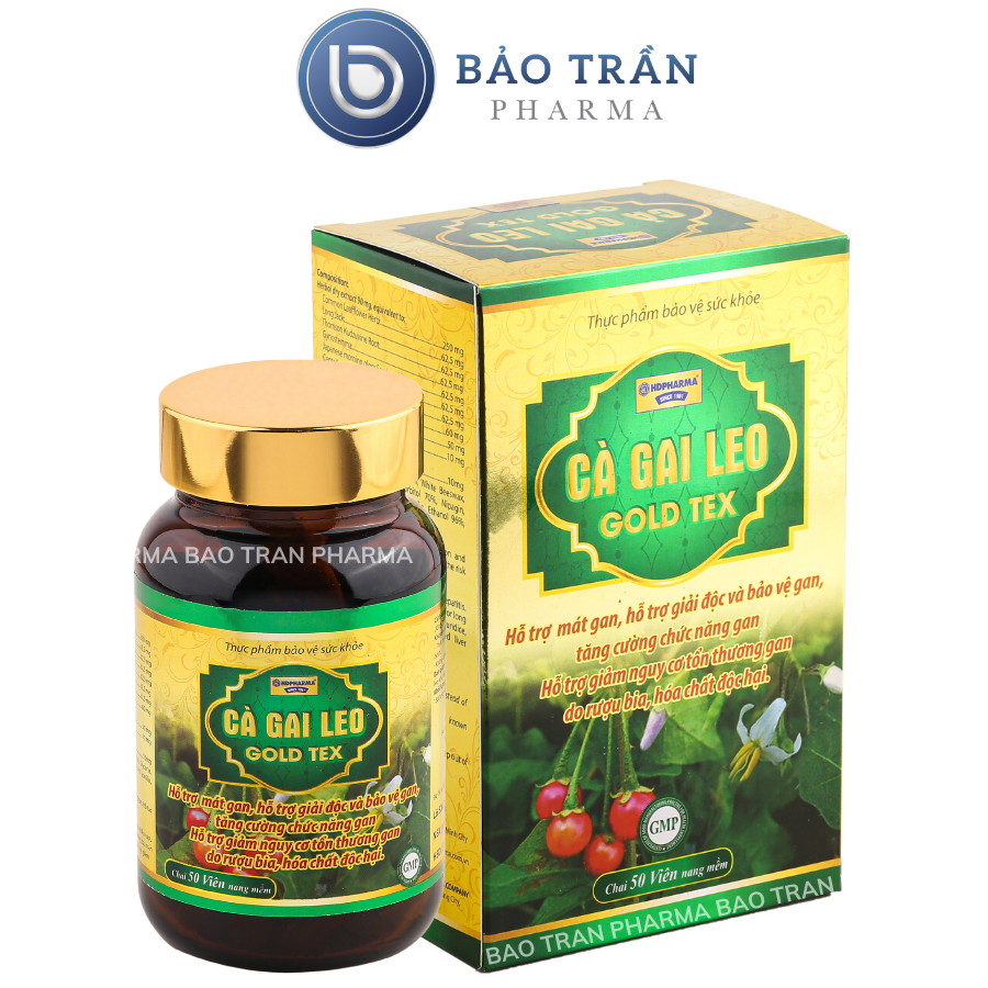 Bổ gan Cà Gai Leo Gold Tex màu vàng mát gan, giải độc gan - Chai 50 viên