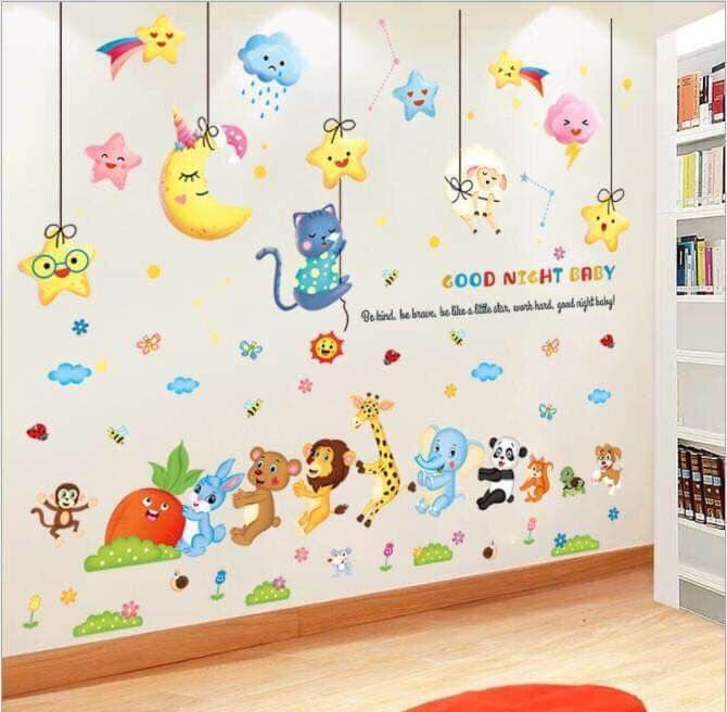 DECAL DÁN TƯỜNG ĐOÀN KẾT VÀ THỎ YÊU TRĂNG 2 - HP406
