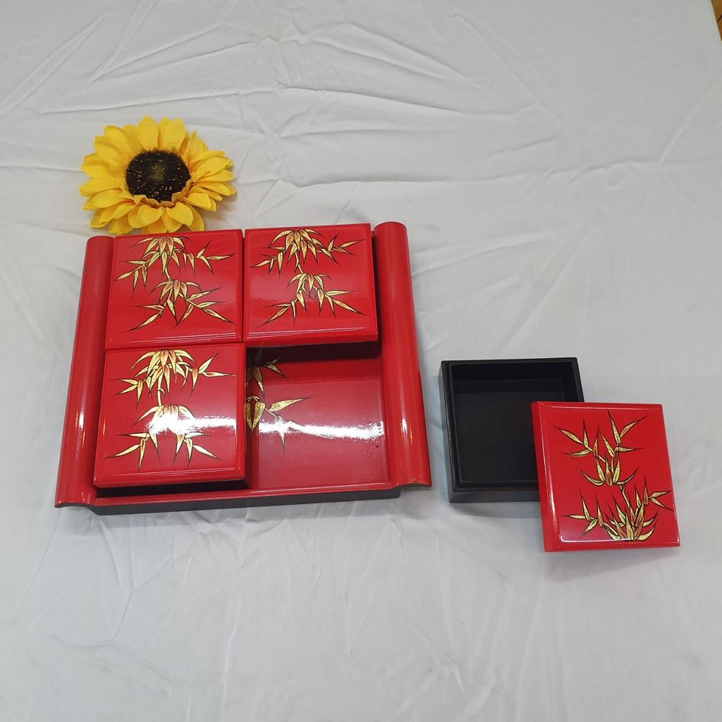 Khay hộp đựng bánh mứt sơn mài cao cấp Thanh Bình Lê, Khay cuốn