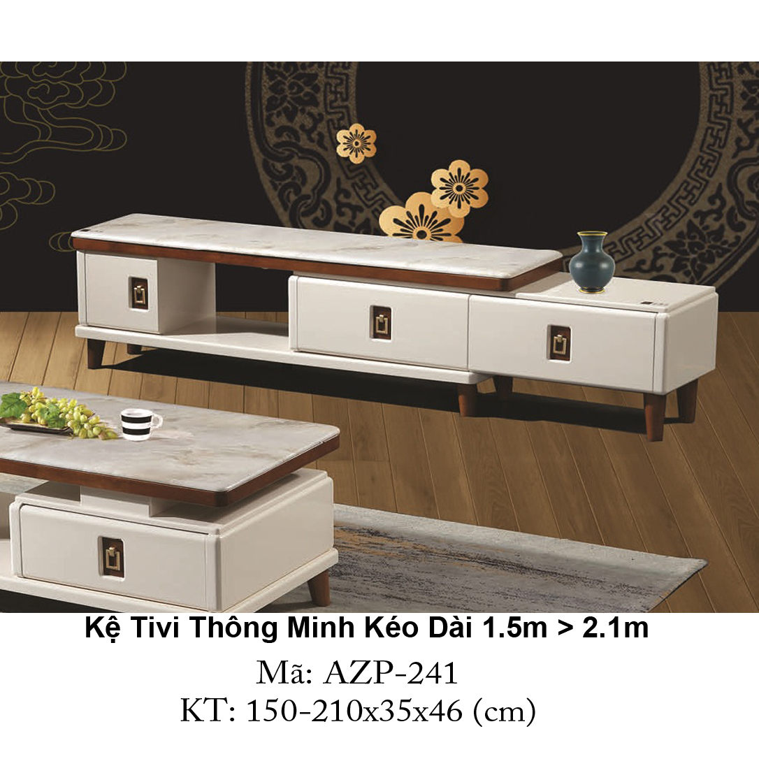 Kệ Tivi Mặt Đá Thông Minh Kéo Dài AZP-TV241 / Dòng Cao Cấp