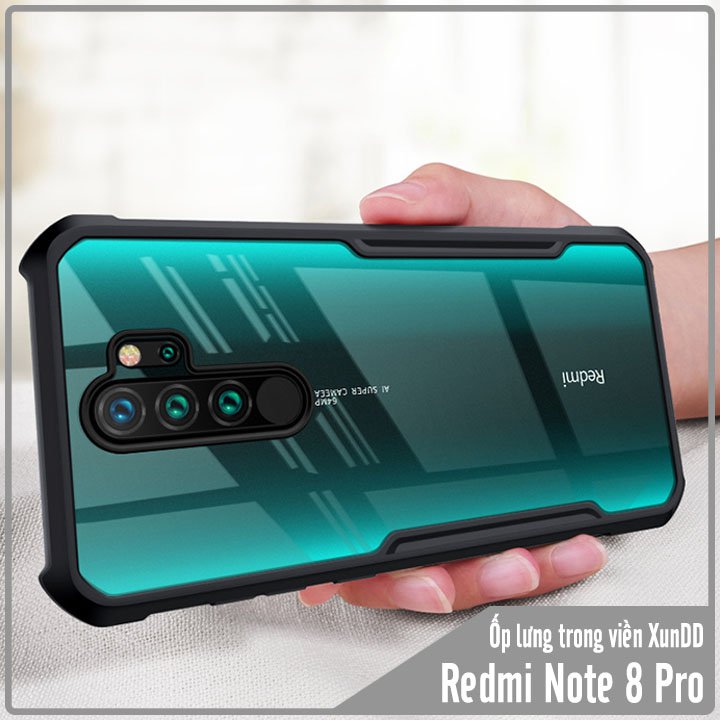 Ốp lưng chống sốc cho Xiaomi Redmi Note 8 Pro, mặt lưng trong viền nhựa TPU dẻo màu XUNDD