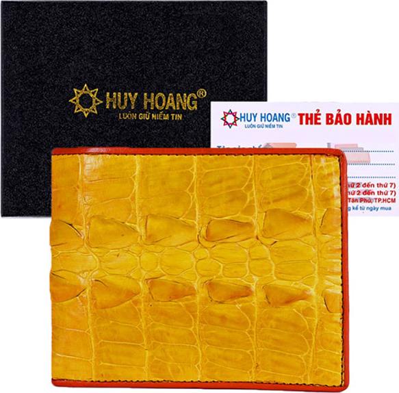 Ví Nam Da Cá Sấu Gai Đuôi Huy Hoàng HT2298 (12.5 x 10 cm) - Vàng Nghệ