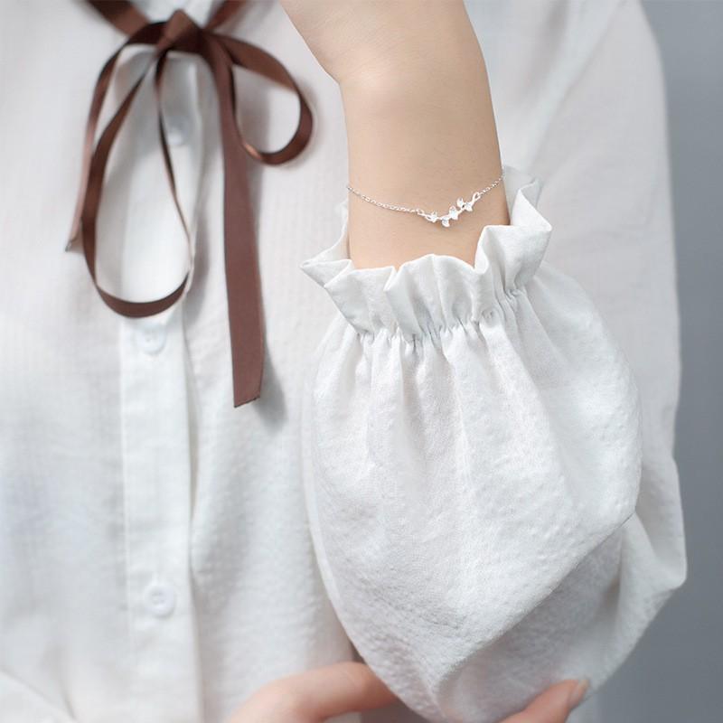 Vòng tay nữ bạc Ý s925 họa tiết lá bạch quả nhỏ tươi S2261 - AROCH Jewelry