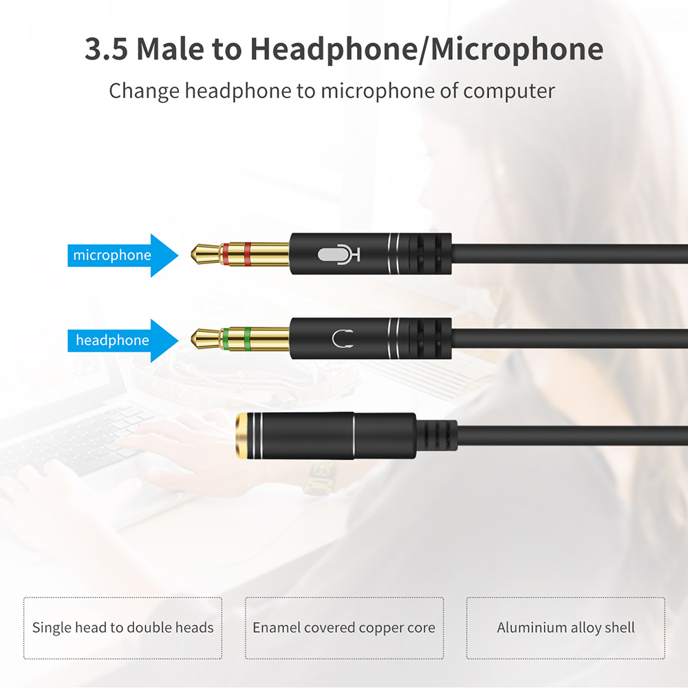 Dây Cáp Micrô Mạ Vàng M4 3.5mm Y Splitter 1 Female Sang 2 Male Dành Cho PC