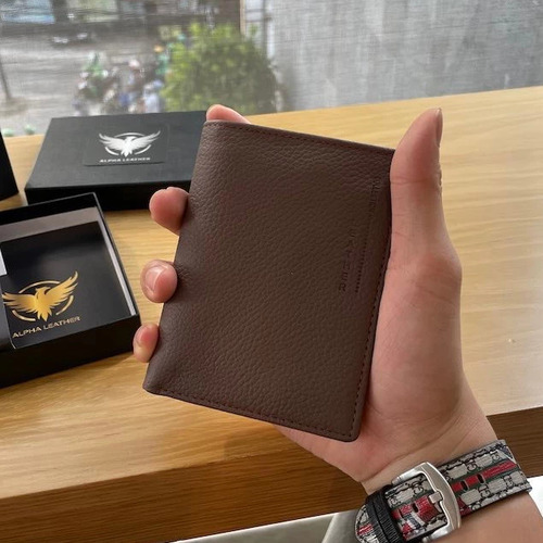 Ví Nam Dáng Đứng - Bóp Nam Da Bò Mehio Cao Cấp Tặng Kèm Hộp Và Túi - Ví Alpha Vip1