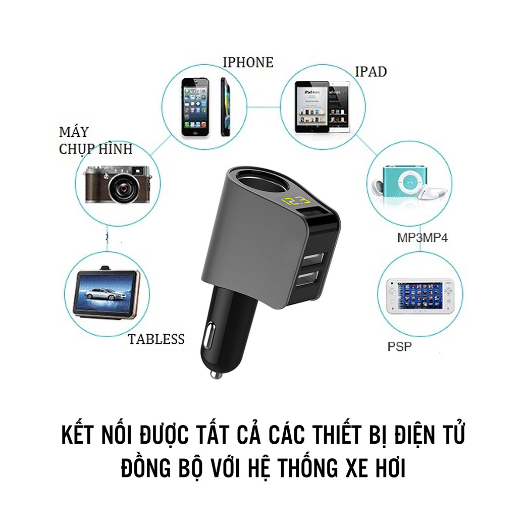 Tẩu sạc ô tô, xe hơi cao cấp đa năng HY10 - Hàng Chính Hãng