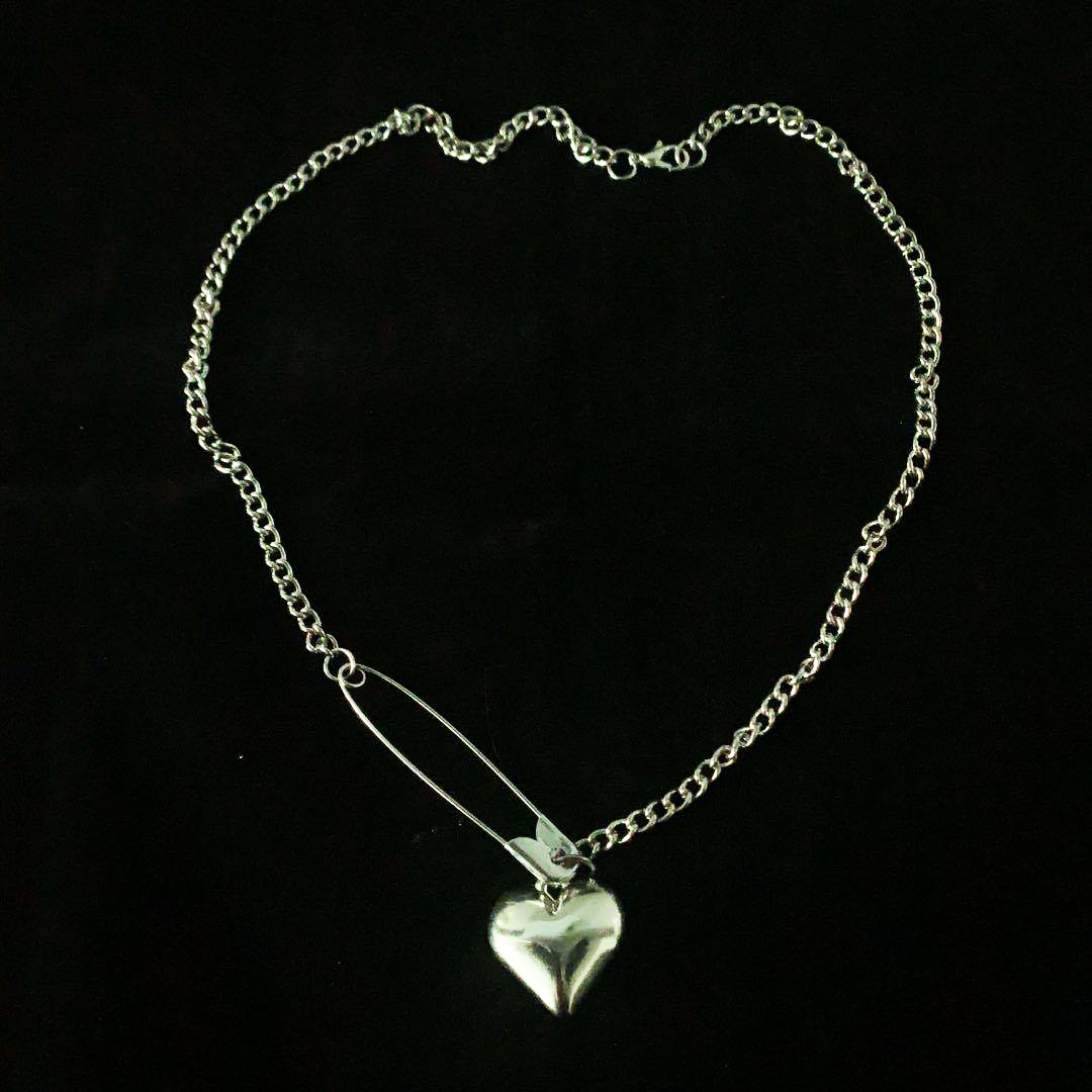 Vòng cổ hình trái tim mix kim băng siêu cool ấn tượng dây chuyền titan