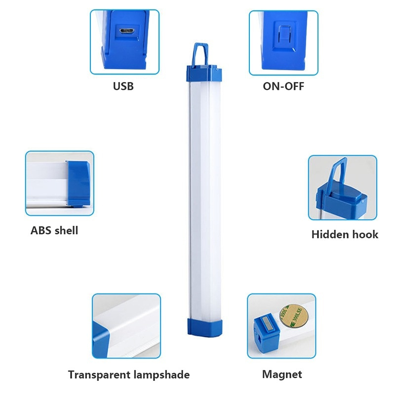 Đèn cắm trại cầm tay ngoài trời tích điện 60W 5200mAh 52cm