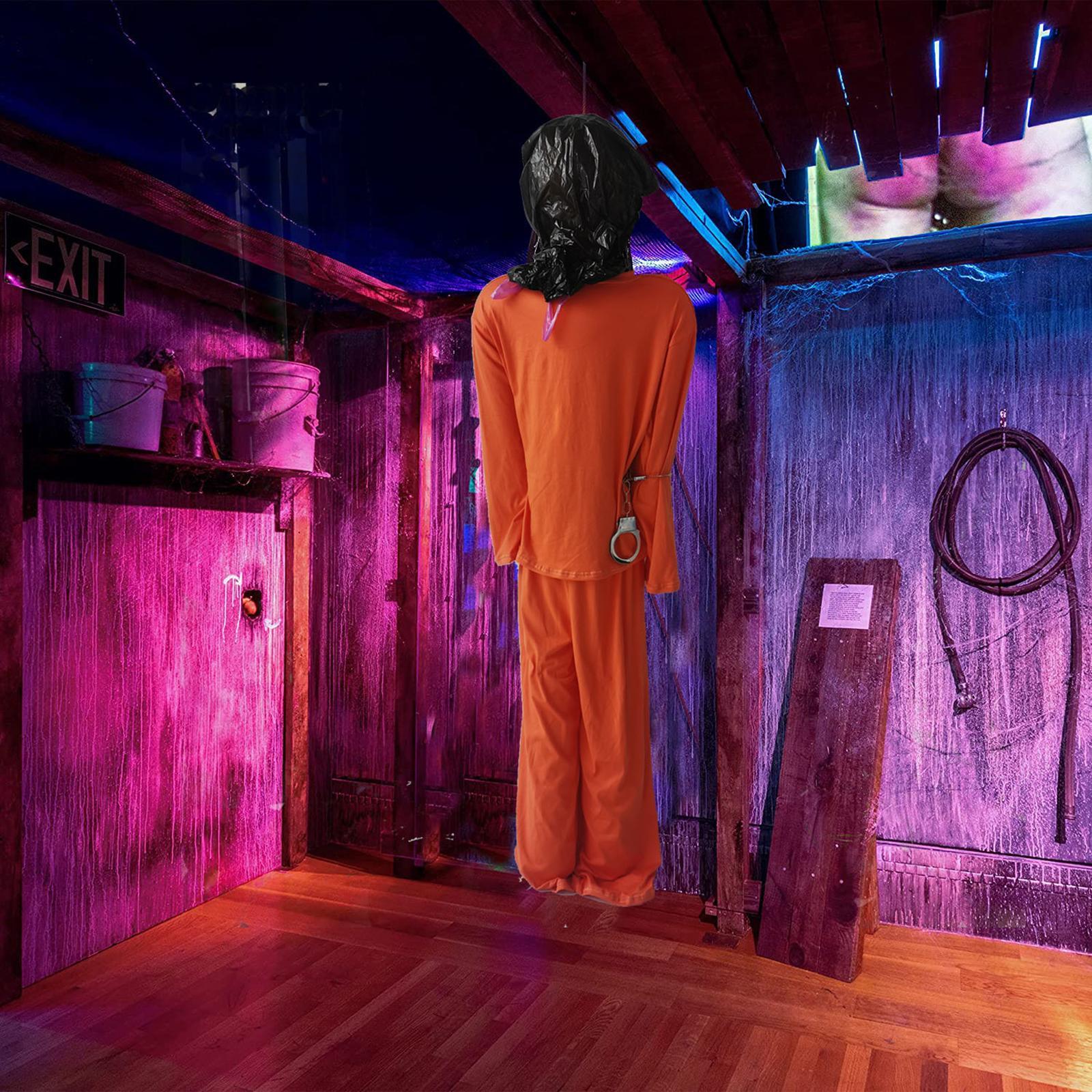 Halloween Scary Prison Uniform Prisoner Costumes for Cosplay Graveyard Scene