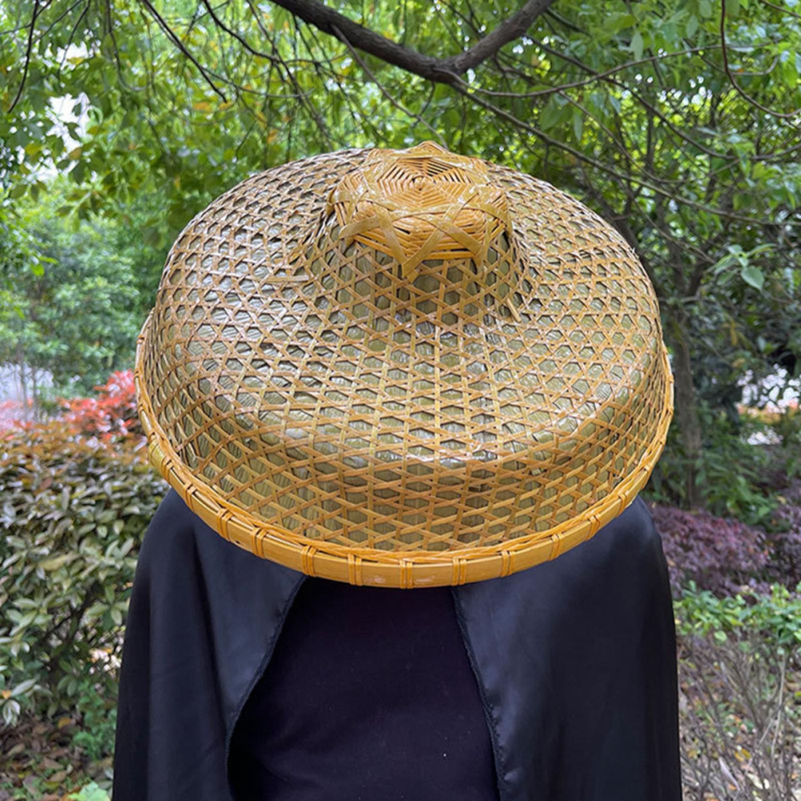 Bamboo Braided Hat Handicraft Rainproof Fishing Hat for Farming Beach Summer