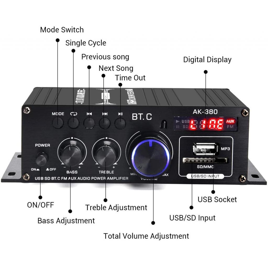Professional 400W + 400W Audio Power Amplifier Receiver for Car CD DVD