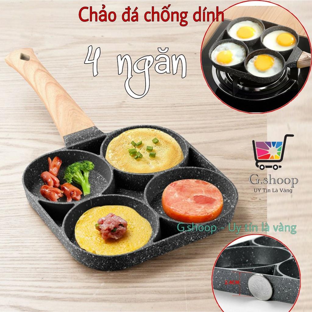 Chảo đá chống dính 4 ngăn,Chảo đá đa năng, dụng cụ nhà bếp tiện ích