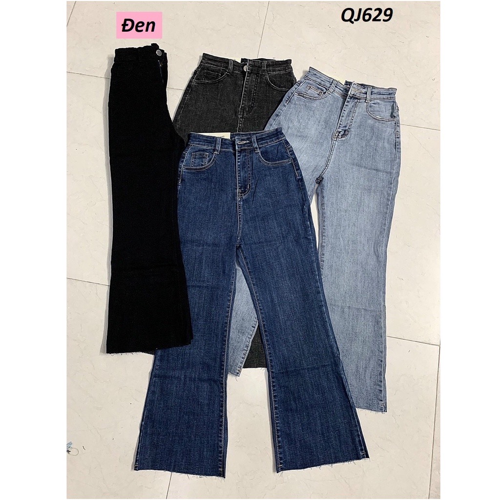 Quần jean ống loe lưng cao cắt gấu [có size lớn] QJ629