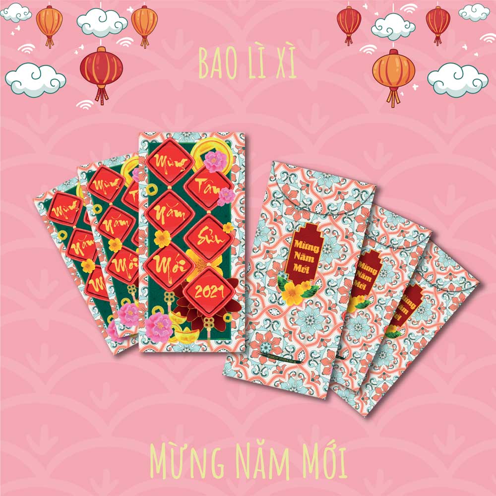 Set 6 bao lì xì - Mừng Năm Mới