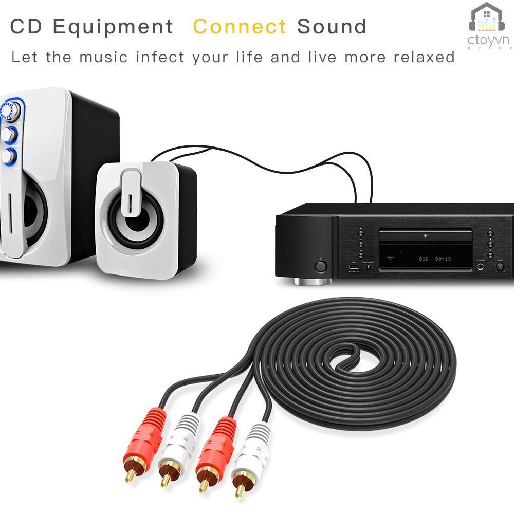 Dây cáp âm thanh chuyển đổi 2 RCA đực sang 2 đầu RCA dài 1.5m màu đen cho bộ khuếch đại âm thanh DVD TV CD