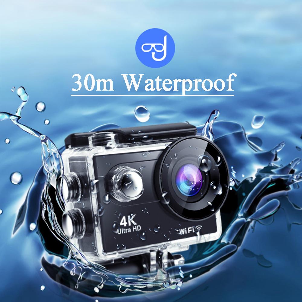 Camera hành động WiFi 4K60FPS 20MP Ảnh 2.0 inch 30m Go WaterProof Camera Pro Mũ bảo hiểm Video Video Ghi lại máy ảnh