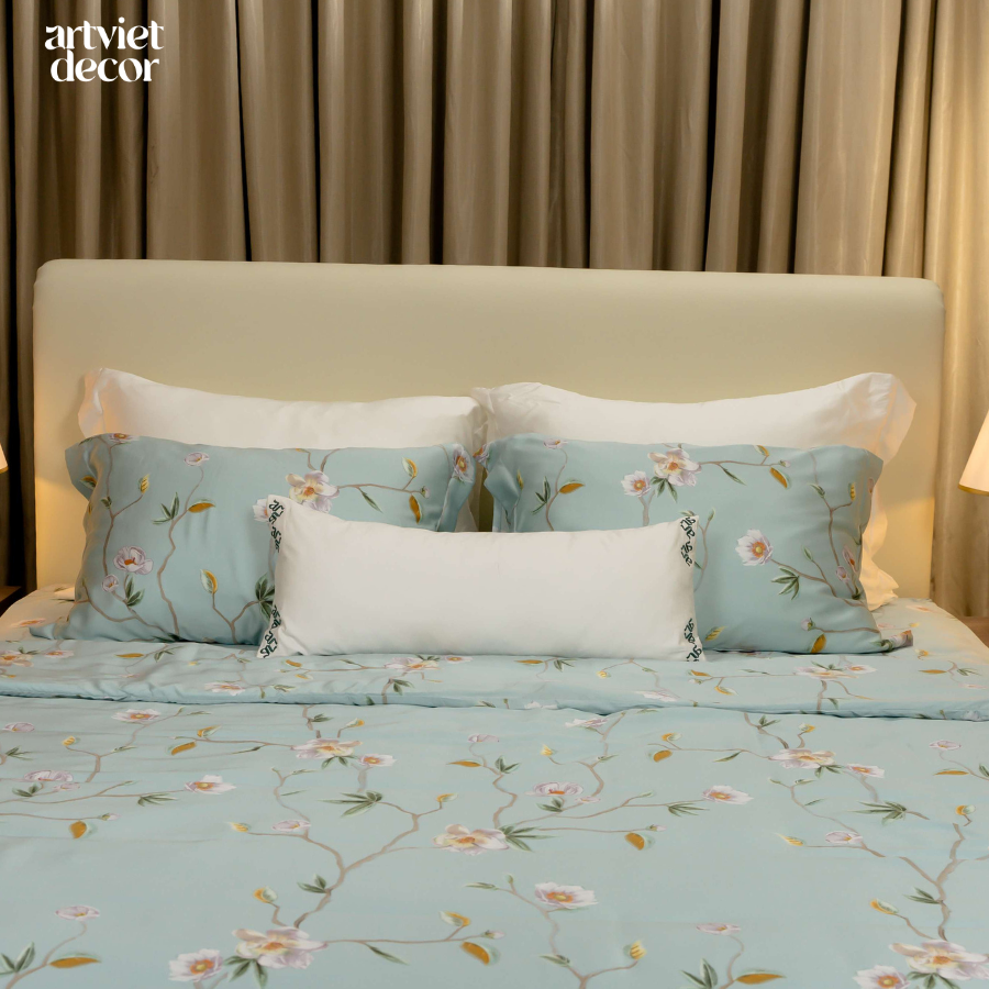 Bộ chăn ga gối Lụa tơ tằm Tiffany Blue - LM.LZ003