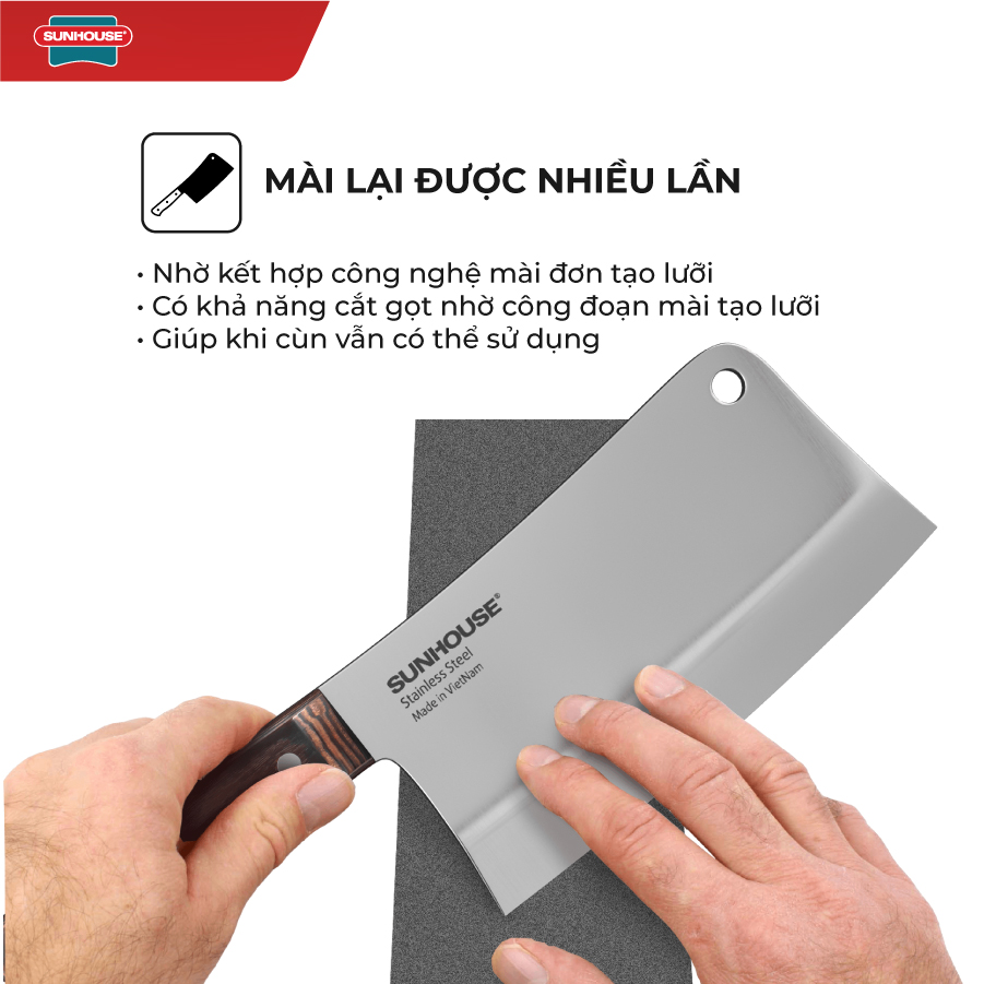 Dao Chặt Chuôi Gỗ Pakka Sunhouse KS-KN180CS