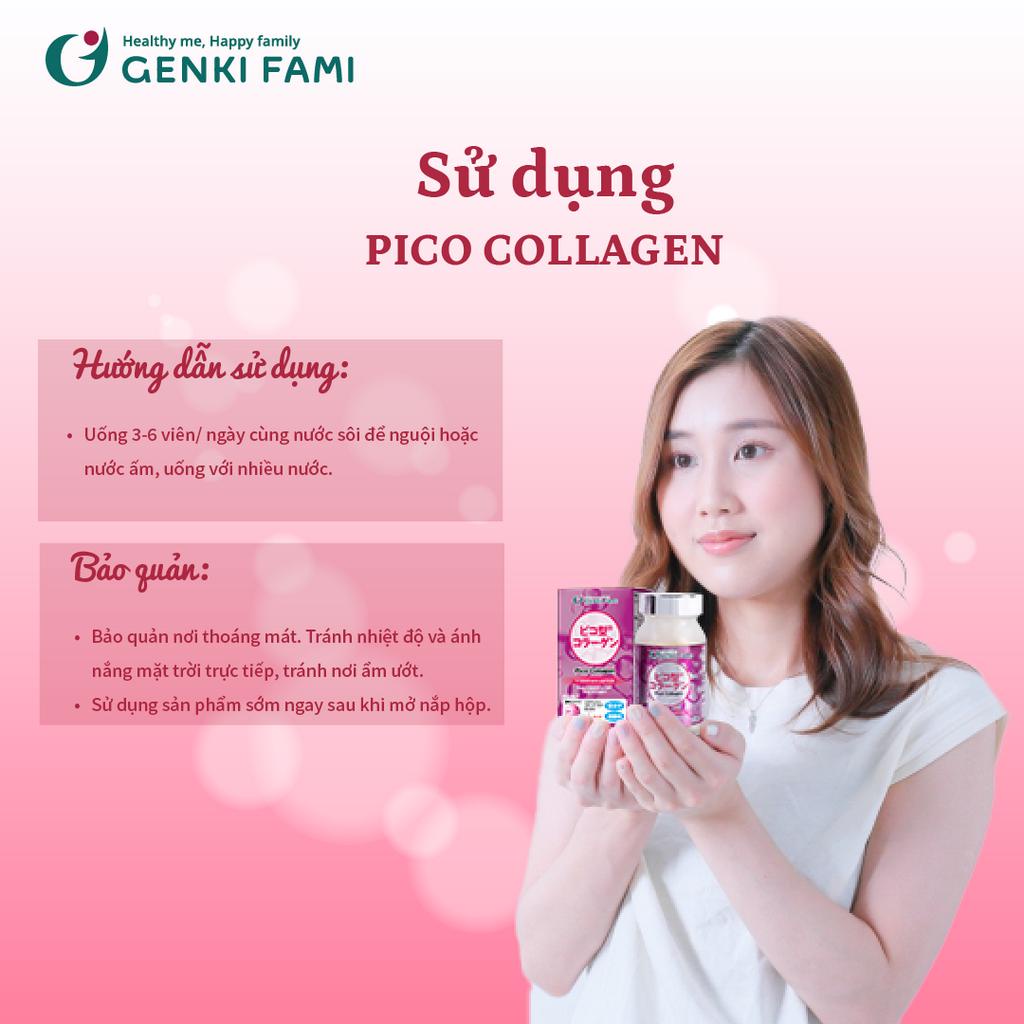 Viên Uống Hỗ Trợ Trẻ Hóa Da Pico Collagen Genki Fami, Hộp 180 viên