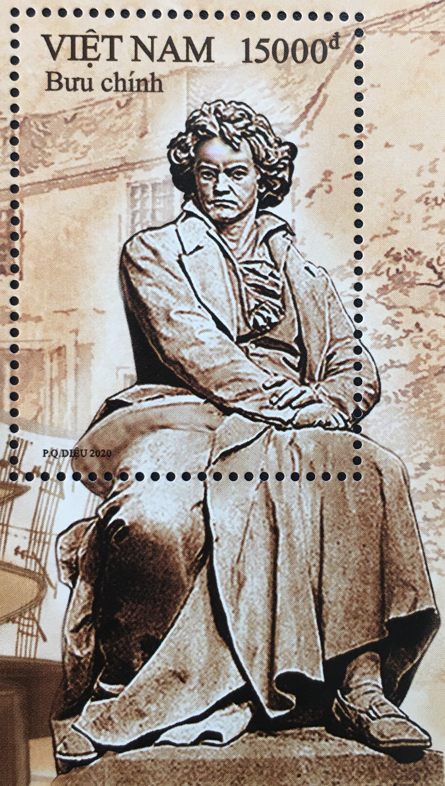 Bộ Tem Sưu Tầm Việt Nam 2020 Nhà Soạn Nhạc Beethoven Bloc + 1 Stamp