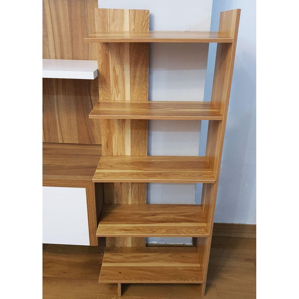 Kệ sách gỗ 5 tầng Gõ MDF Góc Tường Đa Năng