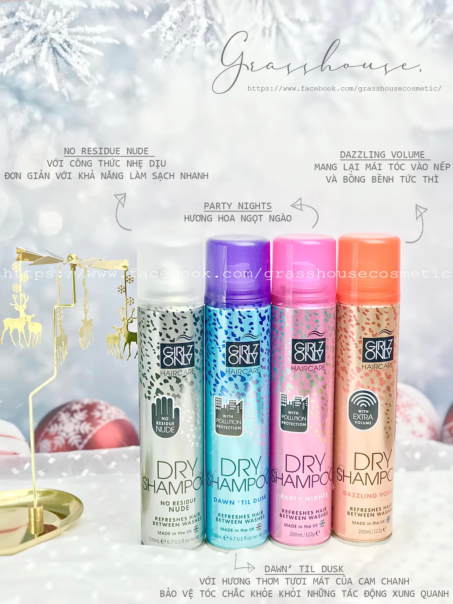 Dầu Gội Khô Girlz Only Dry Shampoo Dawn Til Dusk Hương Trái Cây Sảng Khoái, Bảo Vệ Tóc Chắc Khỏe Khỏi Những Tác Động Xung Quanh 200ml